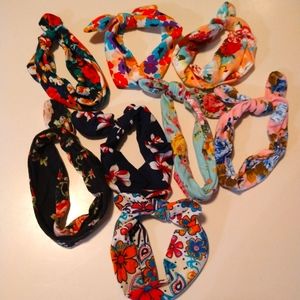Set of 8 Stretchy Fabric Infant headbands, Floral Print